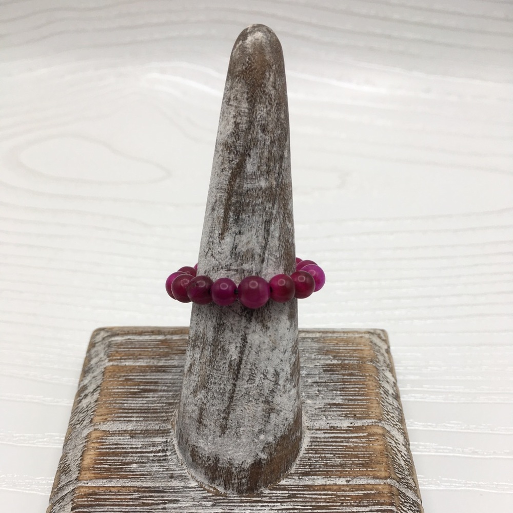 HANDCRAFTED Pink Tiger Eye Stretch Bead Ring